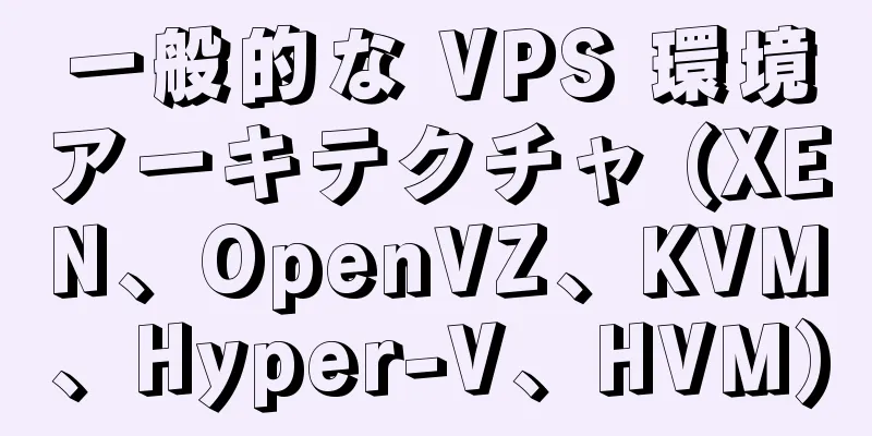 一般的な VPS 環境アーキテクチャ (XEN、OpenVZ、KVM、Hyper-V、HVM)